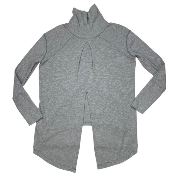 Free People We The Free Long Sleeve Turtle Top L Gray Split Back Turtleneck - Picture 11 of 12